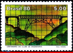 1722 BRAZIL 1980 ENGINEERING CLUB, CENT., BRIDGE, ARCHITECTURE, RHM C-1173, MNH