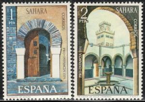 SPANISH SAHARA 231-232, CHILD WELFARE,.1974 ARCHITECTURE MNH VF. (91)