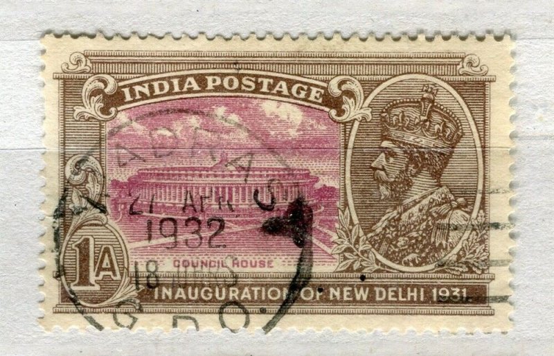 INDIA; 1912 early GV portrait New Delhi issue used Shade of 1a. value Postmark