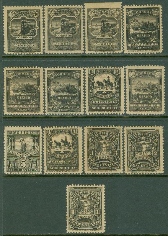 MEXICO : 1895. Scott #242-56 Complete set in Black. A Choice & Scarce set.