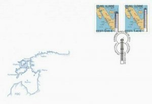 2017  ESTONIA -  SG:841/841 ORJAKU LEADING LIGHTS LIGHTHOUSES ON FIRST DAY COVER 