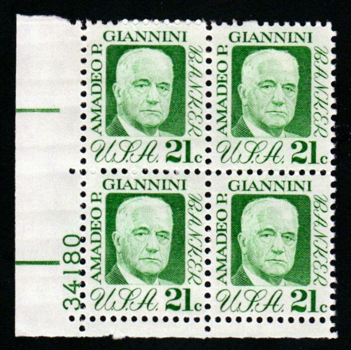 SC# 1400  - (21c) - Amadeo Giannini, MNH plate block/4 - LL # 34180