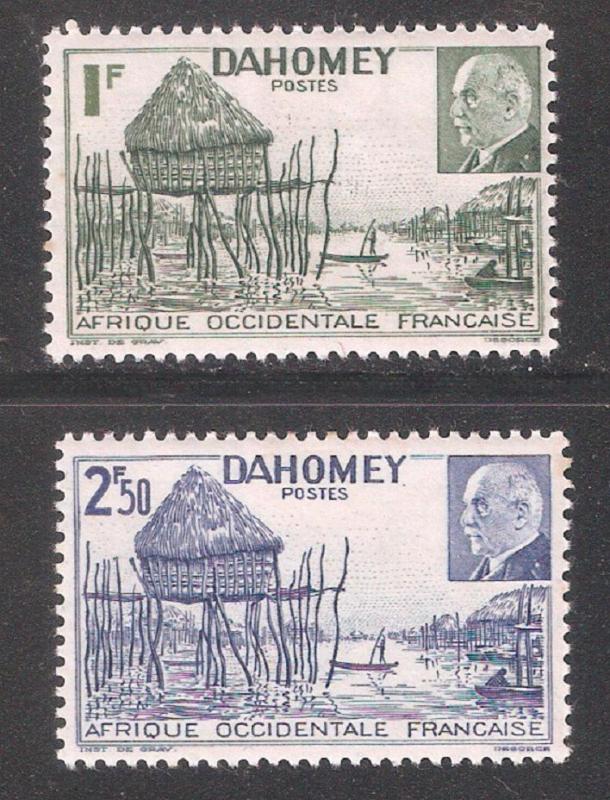 French Colonial Dahomey 1941,Petain without RF,Scott # 135-136,VF MH*OG (FC-4)