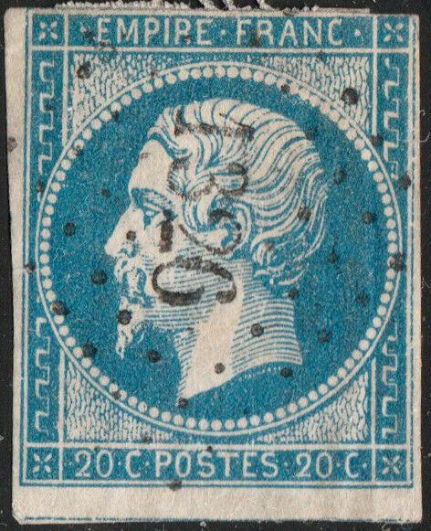 FRANCE - Yv.14 20c bleu - obl. PC1326 (Fournes-en-Weppes ind.9)  B (3 marges)   