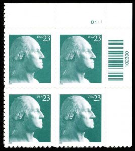 US Sc 3468A VF/MNH PLATE BLOCK of 4 - 2001 23¢ Washington