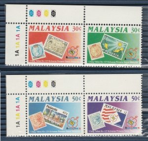 MALAYSIA 1992 125th Anniv of Postage Stamps opt Kuala Lumpur '92 SG#487a&489a