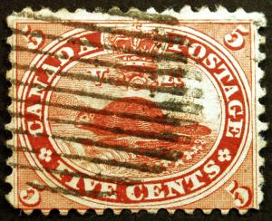 Early Canada  #15 Vermillion 1859 Beaver Used