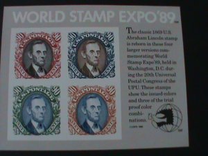 ​UNITED STATES-1989-SC#2433 WORLD STAMP EXPO'89.MNH- IMPERF S/S VERY FINE