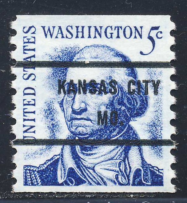 Kansas City MO, 1304-71 Bureau Precancel, 5¢ coil Washington