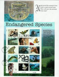 Endangered Species SET OF 2 SHEETS of 15 FDCs San Diego Zoo FW / S+T 30 Stamps!