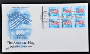 US  #2285Ac FDC Flag & Clouds Booklet Pane Jul 5, 1988 UA Artcraft FDC