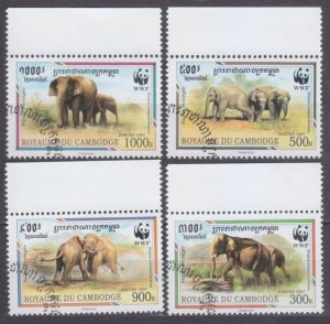 1997 Cambodia  1680-1683 used WWF / Elephants