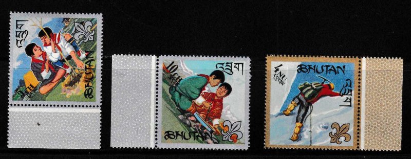 Bhutan 1967 BOY SCOUTS Issue Complete (6) Scott 86-86E Gold & Silver Borders NH