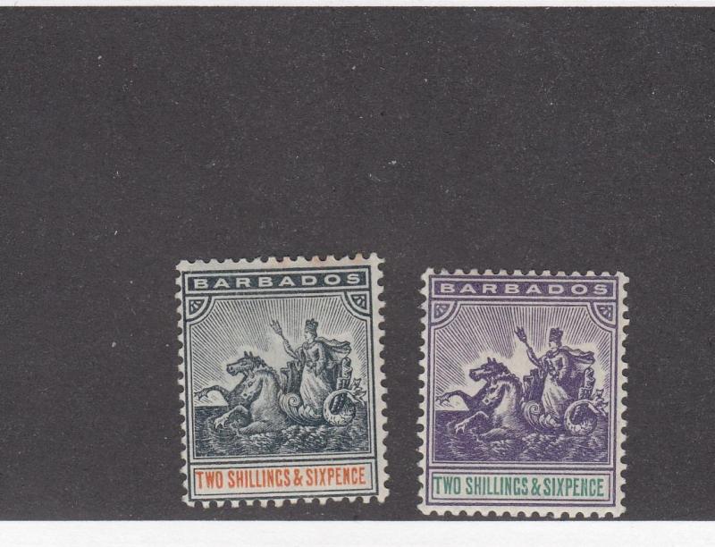 BARBADOS # 79-80 VF-MLH 2/6p BRITANNIA's SHADES CAT VALUE $215