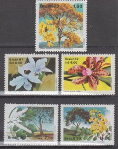 3. Brazil flowers, plants and trees stamps selection 1978-1990, mnh