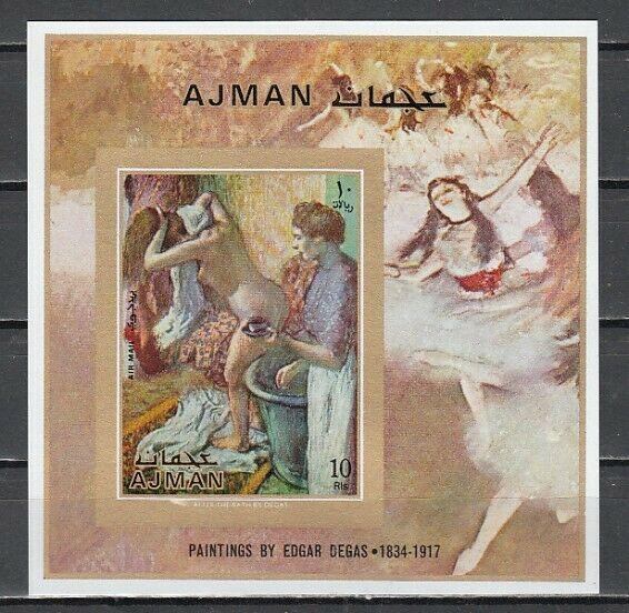 Ajman, Mi cat. 843, BL276 B. Edgar Degas Painting, IMPERF s/sheet. ^