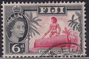 Fiji 168 USED 1961 Native Drums, Lali, Palm Trees