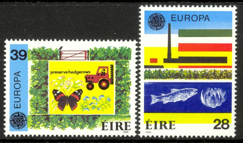 IRELAND 1986 EUROPA Butterflies Fish Set Sc 658-659 MNH