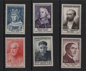 France  #B285-B290  MNH  1954  portraits