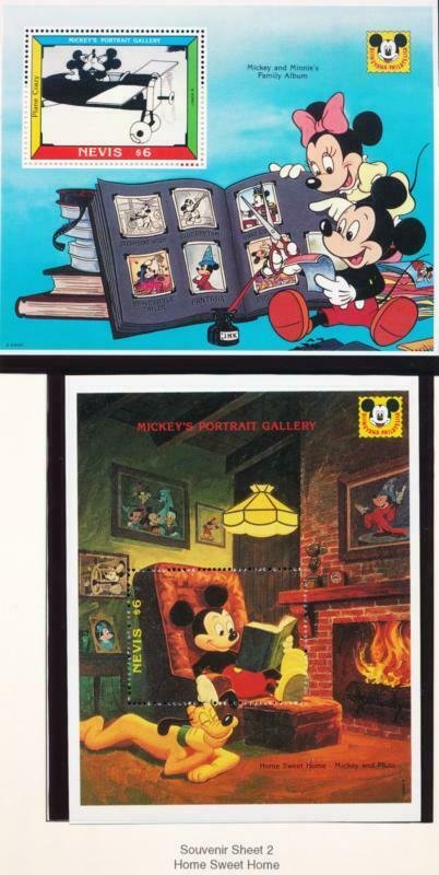 DISNEY NEVIS 740-749 MINT NHMICKEY'S PORTRAIT GALLERY