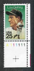 2417 Lou Gehrig F-VF MNH single with plate number  PNS