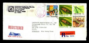 Singapore 1990 Registered Cover to USA / Light Creasing - L17049