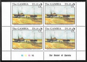 Gambia #1147   1.25d  Paintings  Margin Block of 4 (MNH) CV2.60