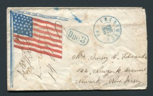 1862 Civil War Patriotic - Frederick, Maryland to Newark, NJ - Postage Due