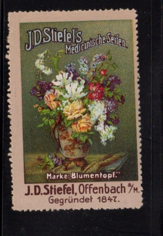 German Advertising Stamp - J.D. Stiefel's Medical Soap, Flowers