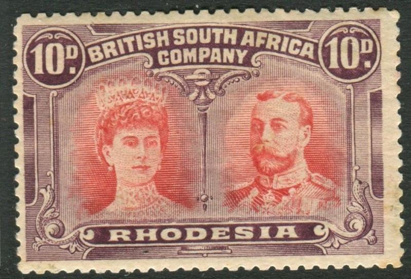 RHODESIA-1910-13 1d Scarlet & Reddish Mauve.  A mounted mint example Sg 149