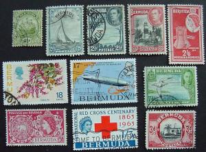 Bermuda, group of 11 used stamps