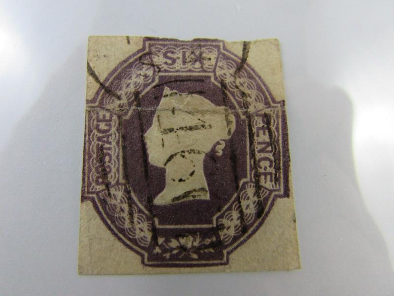 Scarce c1850 Great Britain SC #7 QUEEN VICTORIA  used stamp cv$1000