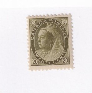 CANADA # 84 VF-MLH 20cts Q/VICTORIA NUMERAL ISSUE CAT VALUE $1000 (VYNICE)
