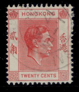 HONG KONG GVI SG148a, 20c rose-red, FINE USED.