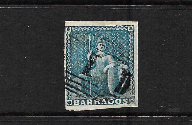 BARBADOS 1852-55    1d   BRITANNIA   FU      SG 3