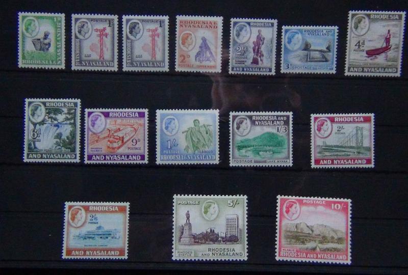 Rhodesia & Nyasaland 1959-62 set to 10s SG18/30 MNH