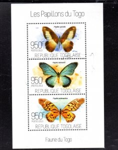 TOGO 2013 BUTTERFLIES MINT VF NH O.G M/S3 ( 35TO)