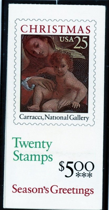 US 2427a (BK167)  Madonna & Child Carracci 25c - Folded Booklet of 20 - MNH-1989