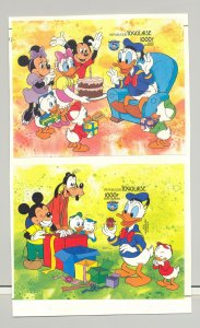 Togo #1230-1240 Disney 9v & 2v S/S Imperf Proofs on 2 Cards