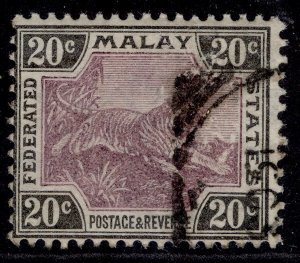 MALAYSIA - Federated Malay QV SG21, 20c mauve & black, FINE USED. Cat £20.
