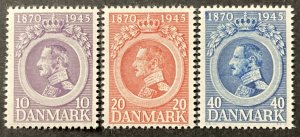 Denmark 1945 #294-6, King Christian X, MNH.