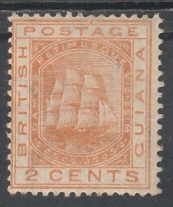 BRITISH GUIANA 1876 SHIP 2C WMK CROWN CC