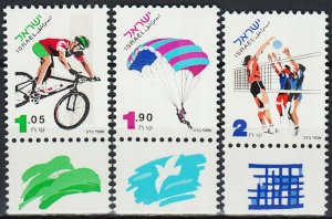 Israel 1996 MNH Stamps with tabs Scott 1256/60 Sport Volleyball Paragliding Cycl