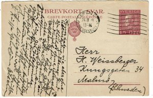 Sweden 1928 15 ore postal reply card used from Germany