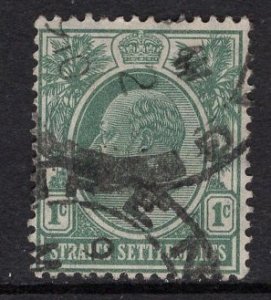 Straits Settlements  #129  used  1910  Edward VII  1c  blue green