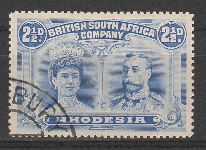 RHODESIA 1910 KGV DOUBLE HEAD 21/2D PERF 15 USED 