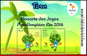 3320 BRAZIL 2015 PARALYMPIC GAMES, RIO 2016, MASCOT TOM, RHM B-188, S/S MNH