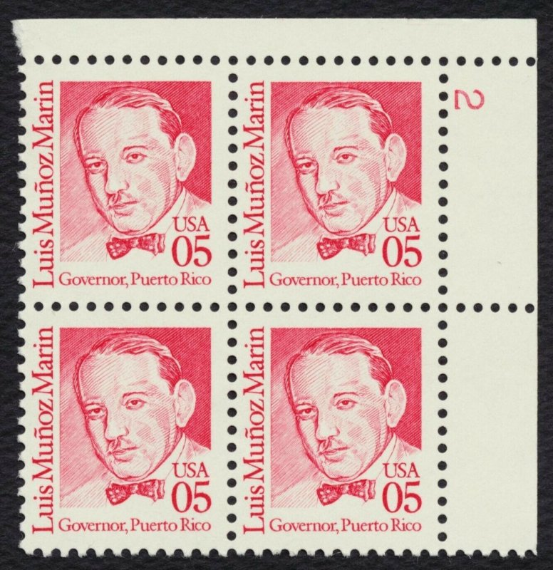 #2173a 5c Luis Munoz Marin, Plate Block [2 UR] Mint **ANY 4=FREE SHIPPING**