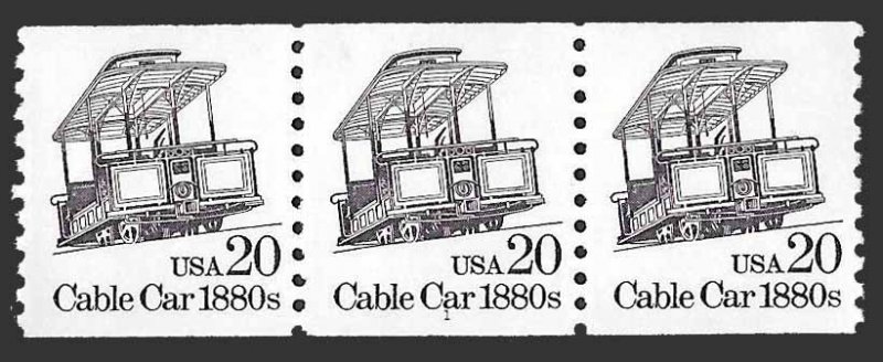 US SC 2263 * Cable Car * Plate #1 Strip of 3 * MNH * 1988