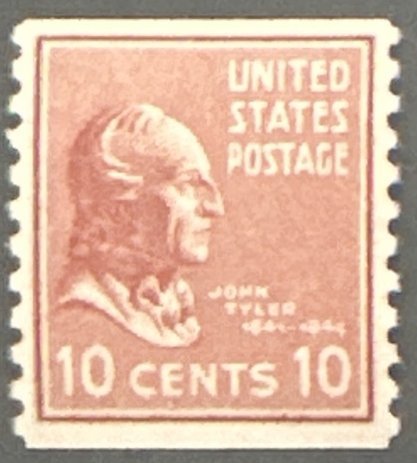 Scott #847 1939 10¢ Presidential Series John Tyler perf. 10 vertically MNH OG